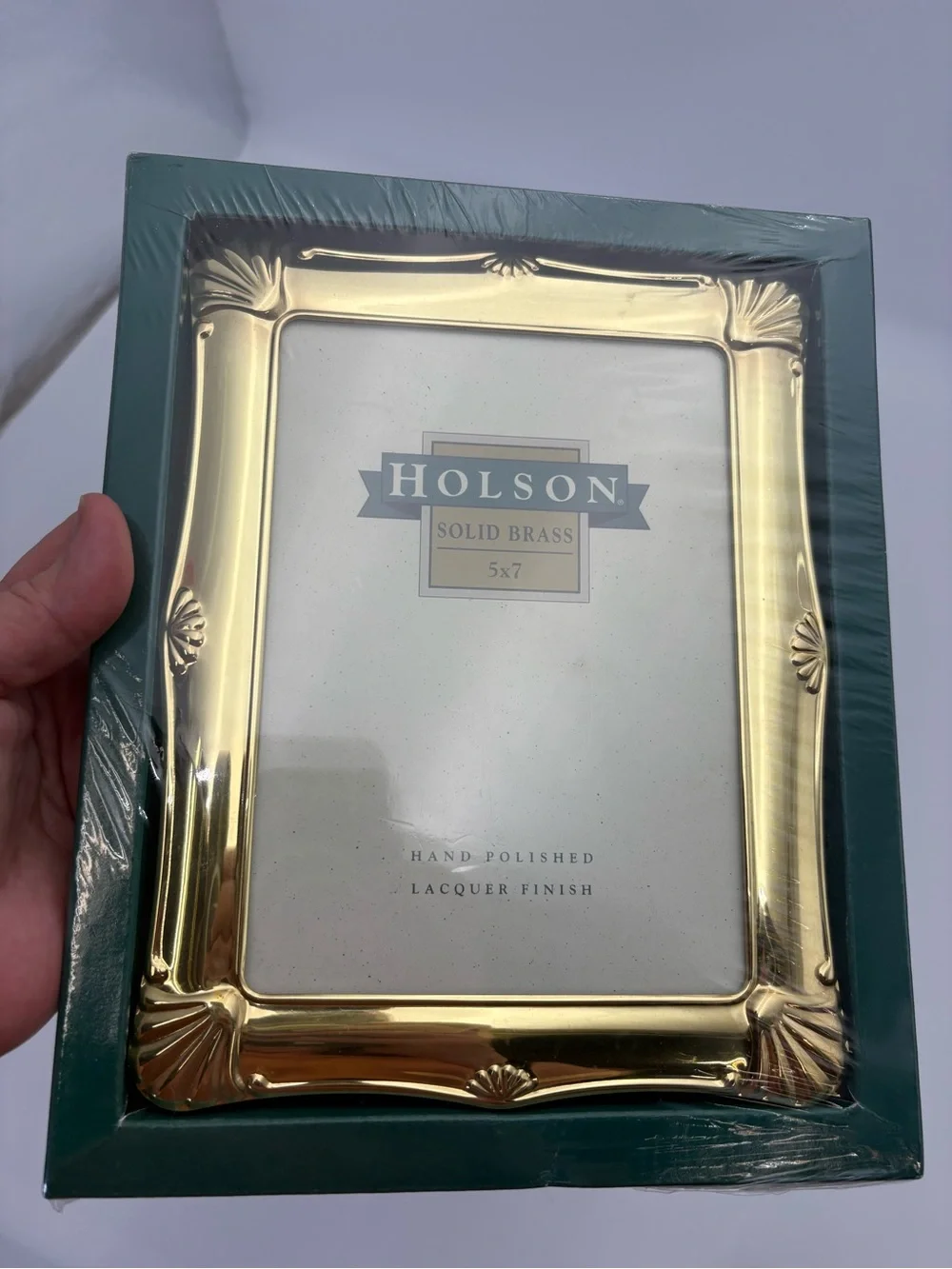 NOS Solid Brass Photo Frame with Shell Detail - 5x7